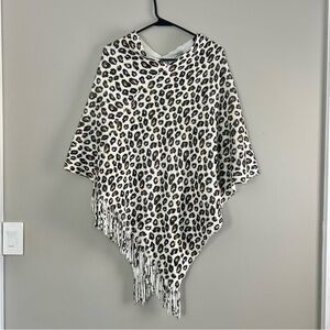 Cozy Leopard Print Poncho with Fringe